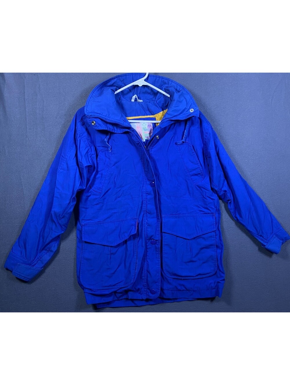 Women's Vintage Gitano 80s 90s Blue Coat Colorblock Rain Jacket Small Retro VTG